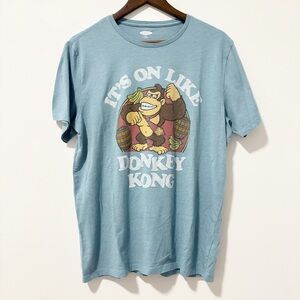 Old Navy Mens Blue Graphic Tee - Donkey Kong Design Short Sleeve Size‎ Large